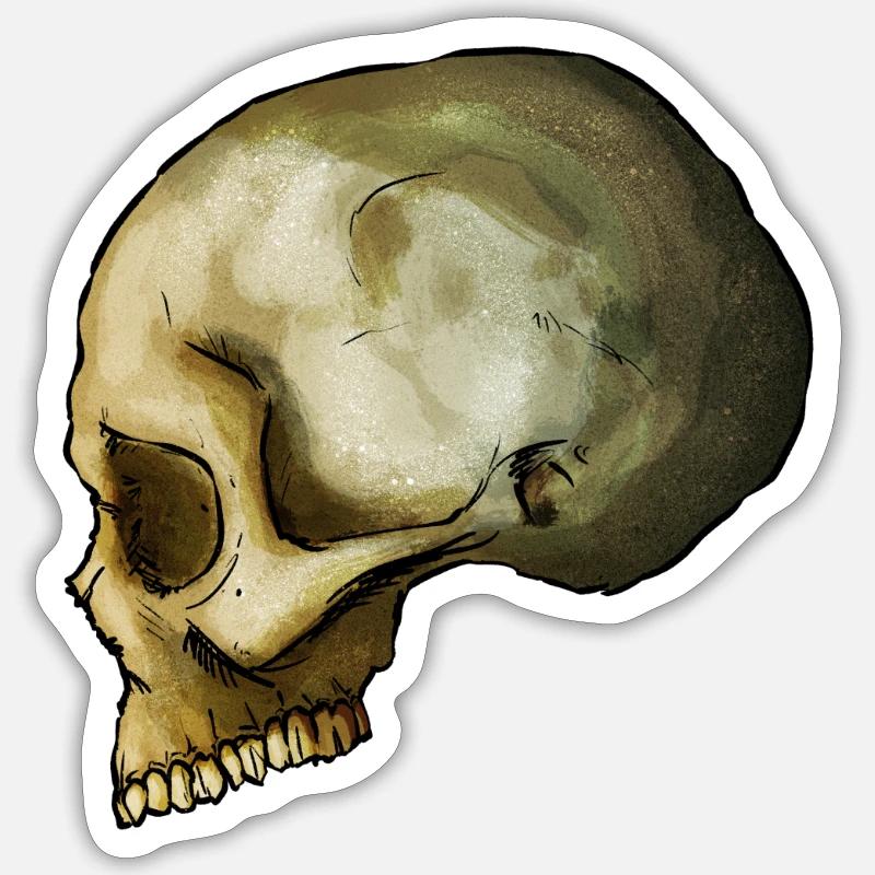 Schädel 2 - Sticker Größe S (10 x 10 cm) - Mattweiß