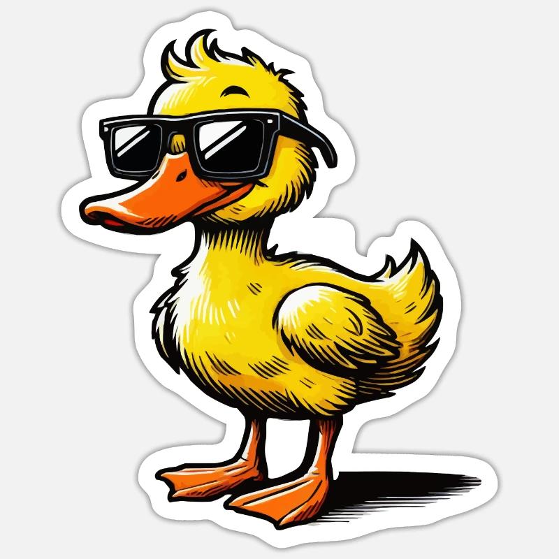 Bande dessinée de canard - Sticker taille S (10 x 10 cm) - blanc mat