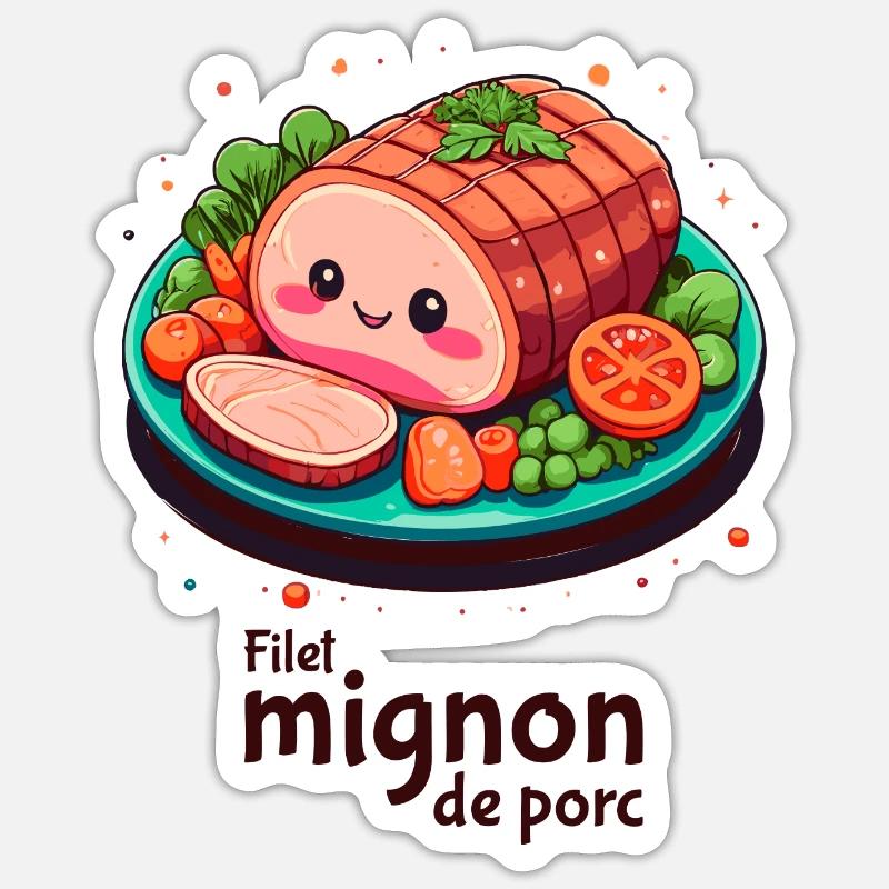 Schweinefilet - Dunkler Text - Sticker Größe S (10 x 10 cm) - Mattweiß