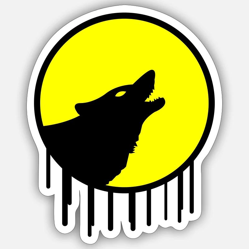wolf full moon Sticker size S (10 x 10 cm)