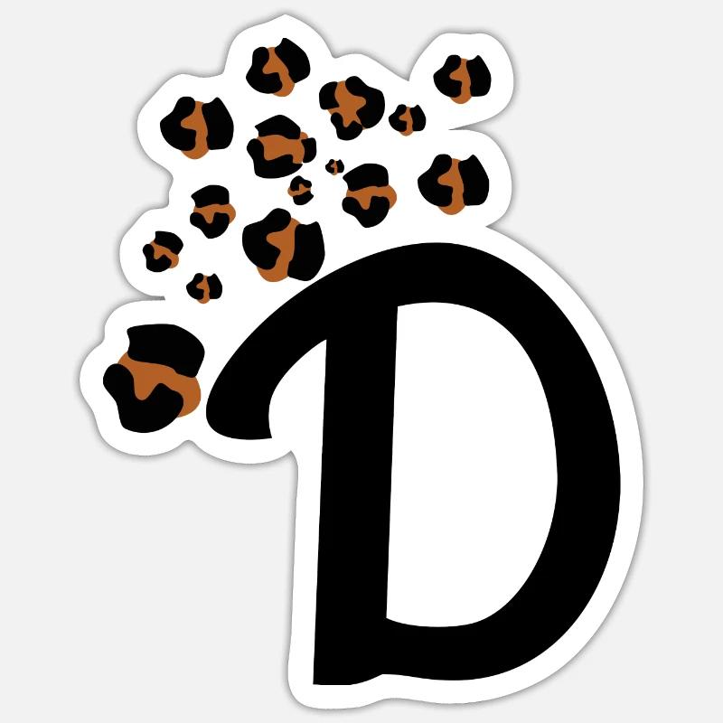 Leopard pattern letter d - Sticker size S (10 x 10 cm) - white matte