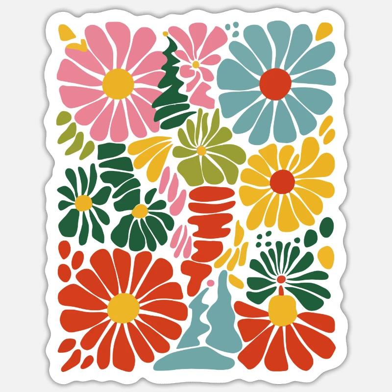 Lebendige blumige Explosion - Sticker Größe S (10 x 10 cm) - Mattweiß