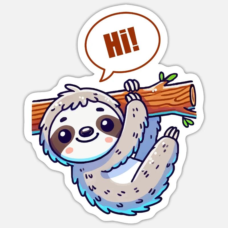 Faultier Comic Sticker Größe S (10 x 10 cm)