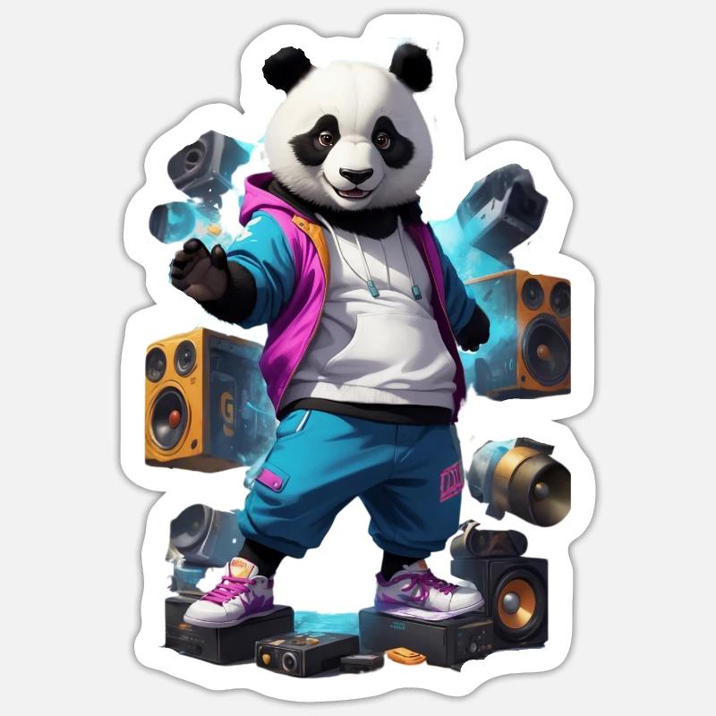 Breakdance Panda Sticker size S (10 x 10 cm)