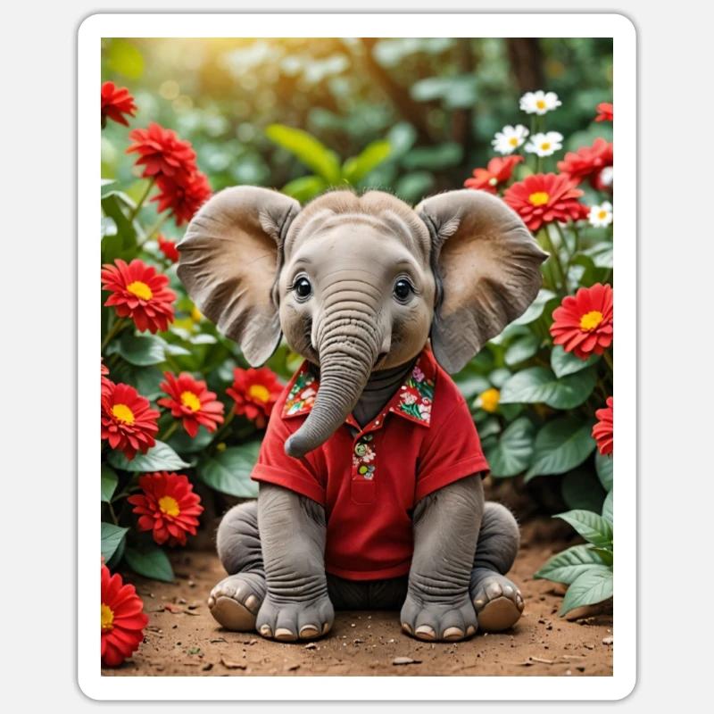 Elefant - Sticker størrelse S (10 x 10 cm) - mat hvid