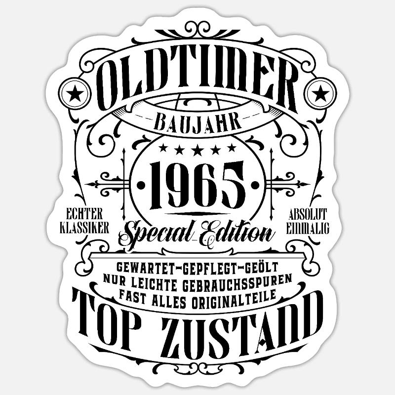 Oldtimer 1965 geboren Geburtstag Geschenk Sticker Größe S (10 x 10 cm)