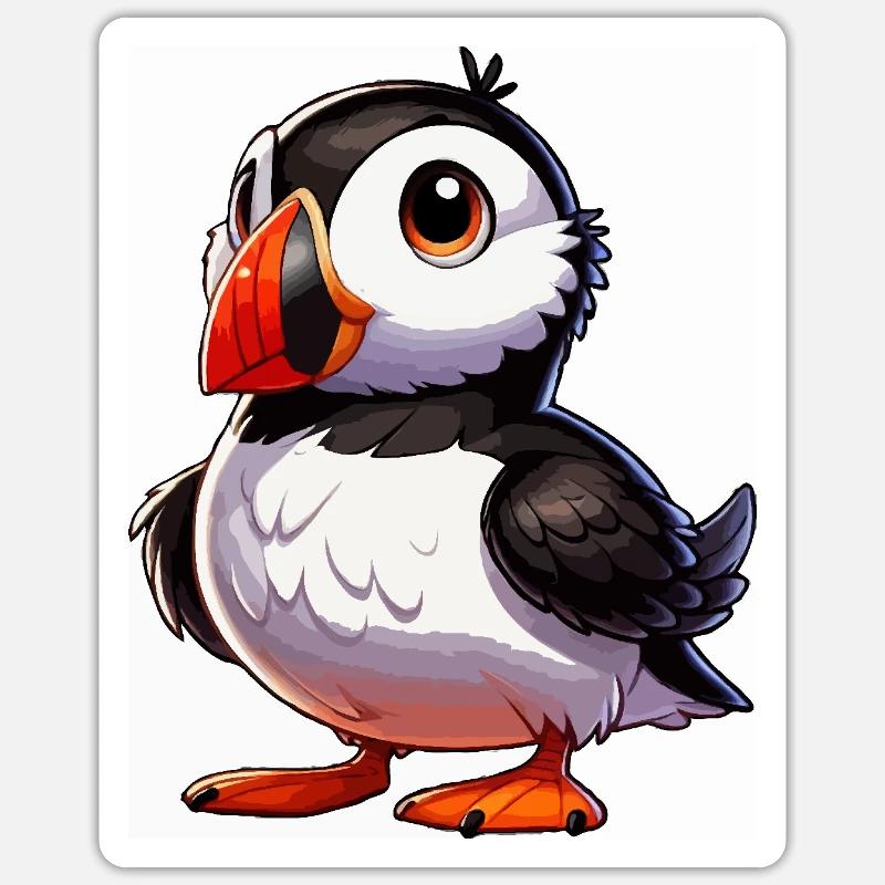 Macareux - Sticker taille S (10 x 10 cm) - blanc mat