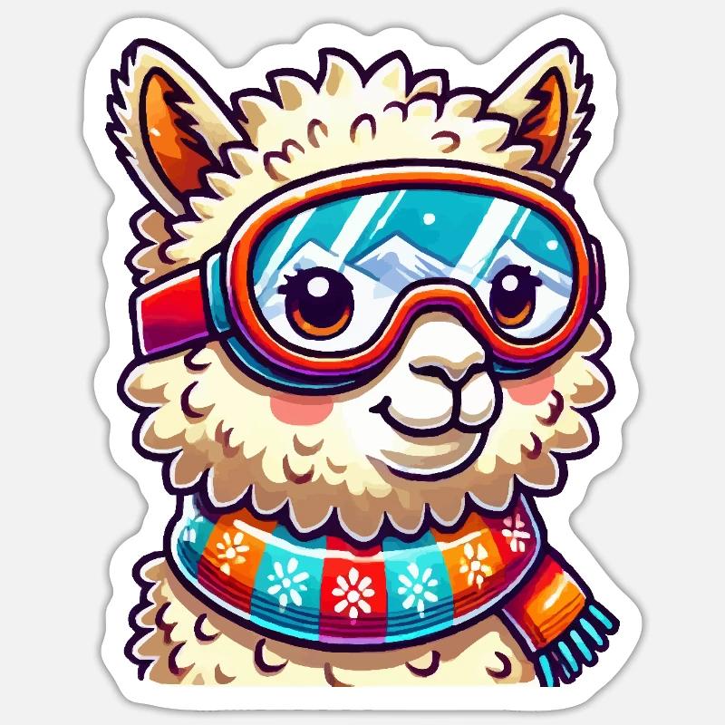 Lama Comic Skibrille Sticker Größe S (10 x 10 cm)