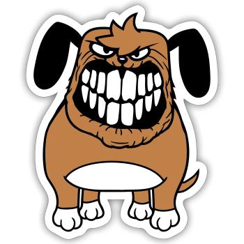 chien monstre méchant dangereux dents sourire sourire - Sticker taille S (10 x 10 cm) - blanc mat - Devant