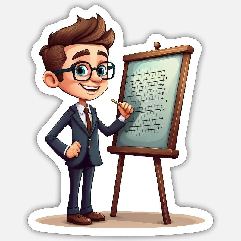 Geschäftsmann am Flipchart Sticker Größe S (10 x 10 cm)