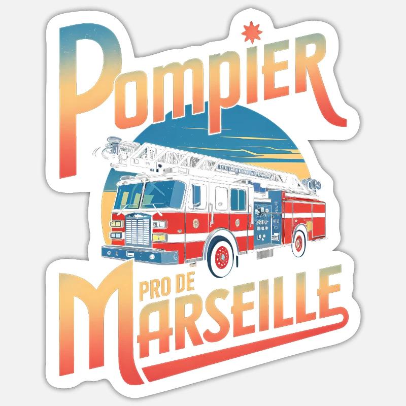 Pompier Pro de Marseille - Sticker taille S (10 x 10 cm) - blanc mat