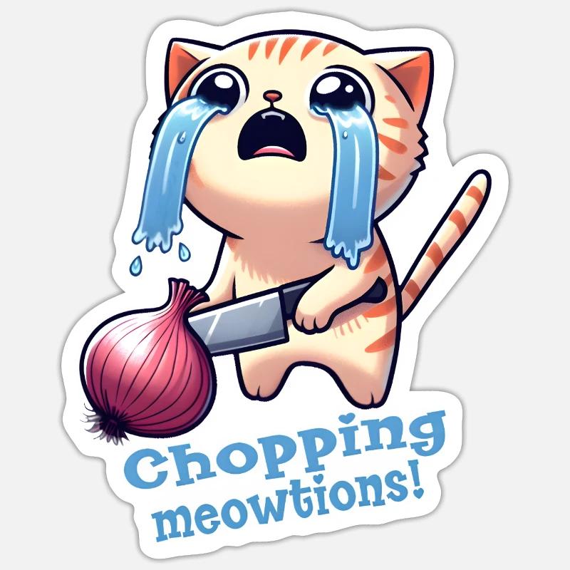 Chat oignon - Sticker taille S (10 x 10 cm) - blanc mat