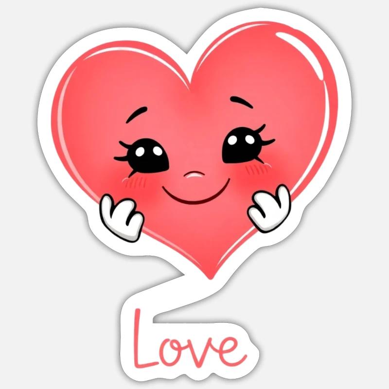 Conception de cœur doux - Sticker taille S (10 x 10 cm) - blanc mat