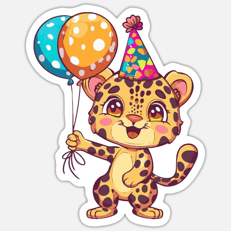 Bébé d’anniversaire léopard - Sticker taille S (10 x 10 cm) - blanc mat