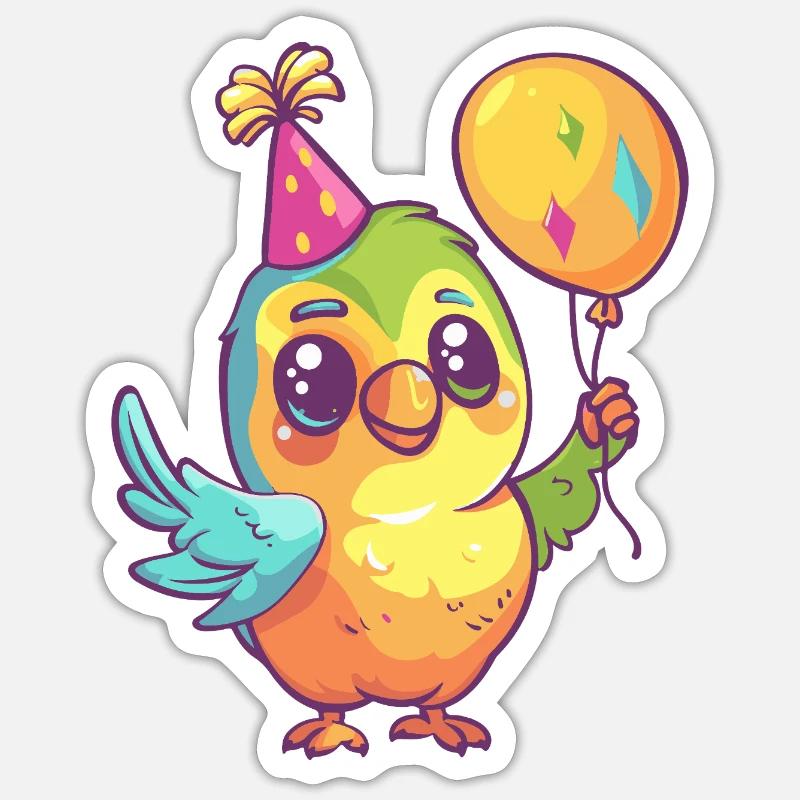 Perroquet anniversaire bébé - Sticker taille S (10 x 10 cm) - blanc mat