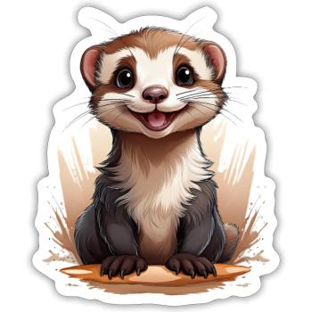 Frettchen - Sticker Größe S (10 x 10 cm) - Mattweiß - Vorne