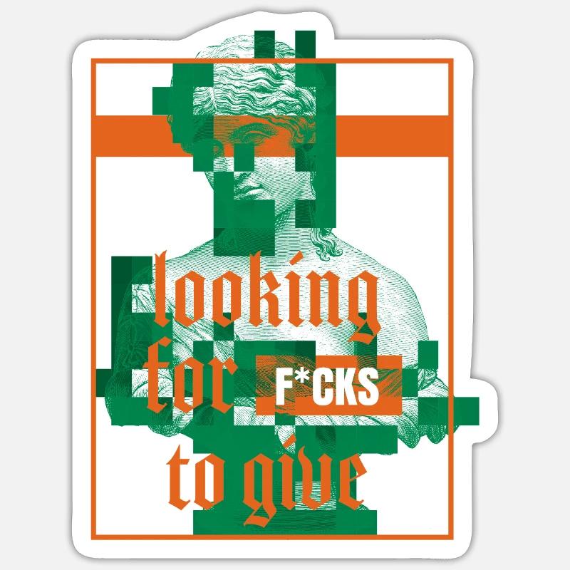 Statue mit Attitüde Statement Design - Sticker Größe S (10 x 10 cm) - Mattweiß