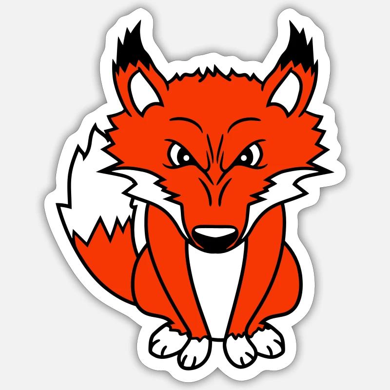 Fuchs Böser Blick Gefährlich Rotfuchs Wildes Tier - Sticker Größe S (10 x 10 cm) - Mattweiß