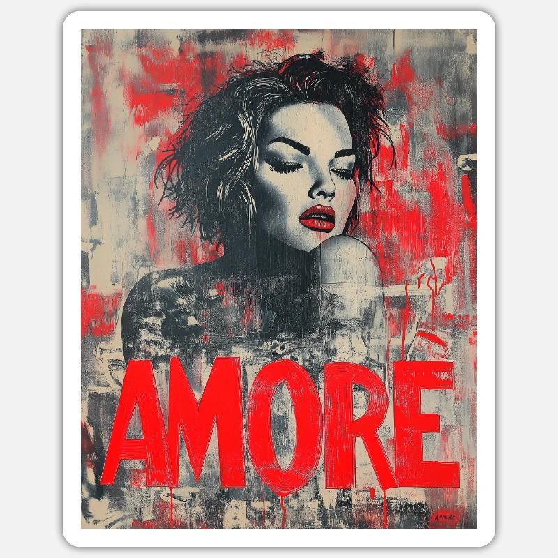 Amore - Sticker Größe S (10 x 10 cm) - Mattweiß