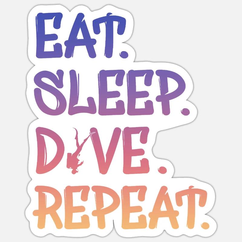 eat sleep dive repeat - Sticker Größe S (10 x 10 cm) - Mattweiß