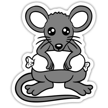 Souris grosse saucisse manger faim saucisse grillades - Sticker taille S (10 x 10 cm) - blanc mat - Devant