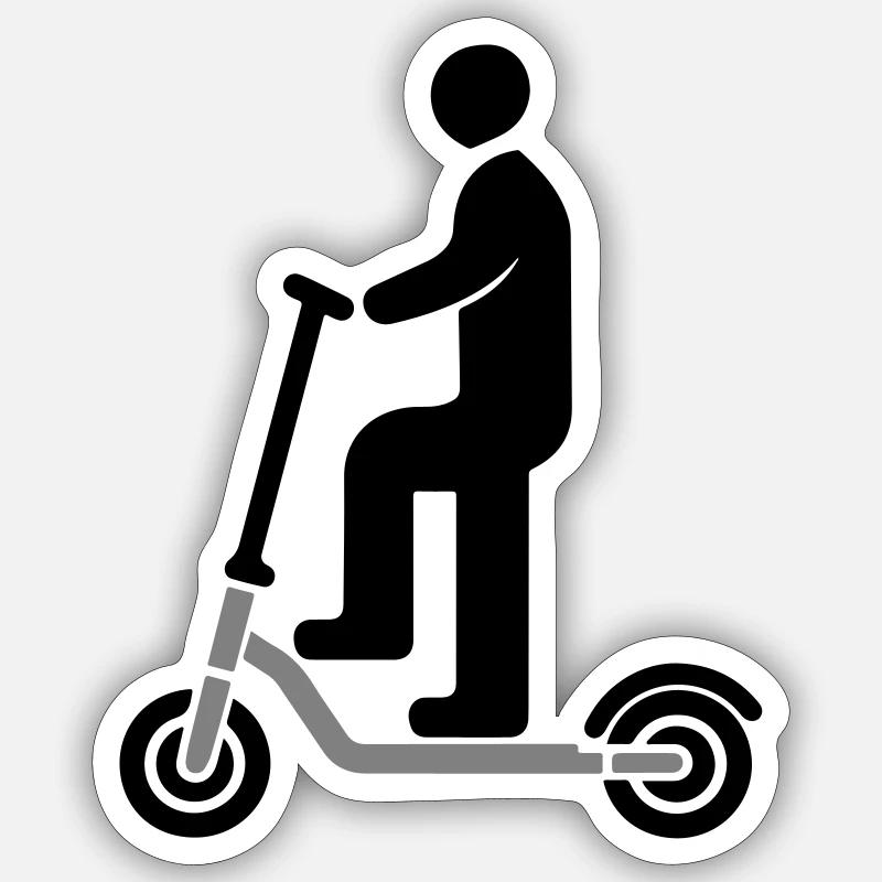 Elektro Scooter - Sticker Größe S (10 x 10 cm) - Mattweiß