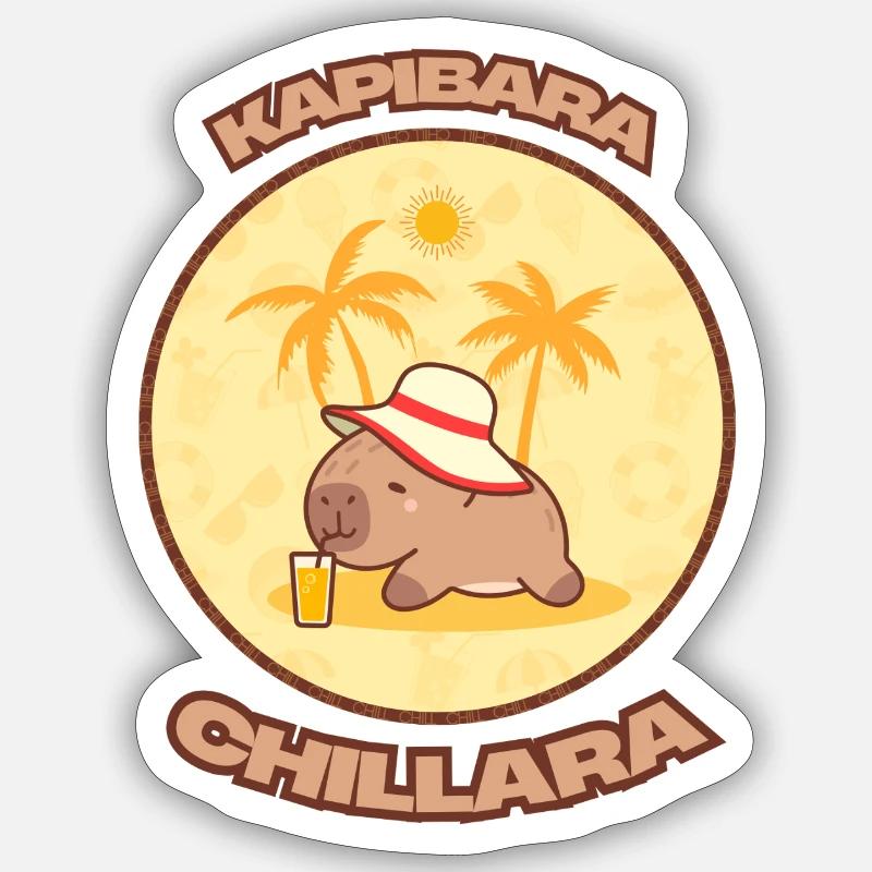 Capybara chillara - Sticker Größe S (10 x 10 cm) - Mattweiß