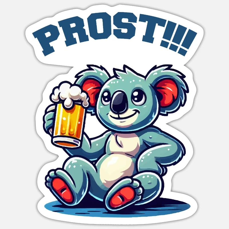 koalabär bier comic - Sticker Größe S (10 x 10 cm) - Mattweiß