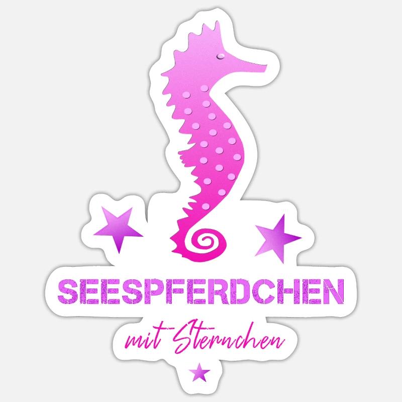 rosa seepferdchen mit sternchen Schwimmabzeichen Sticker Größe S (10 x 10 cm)