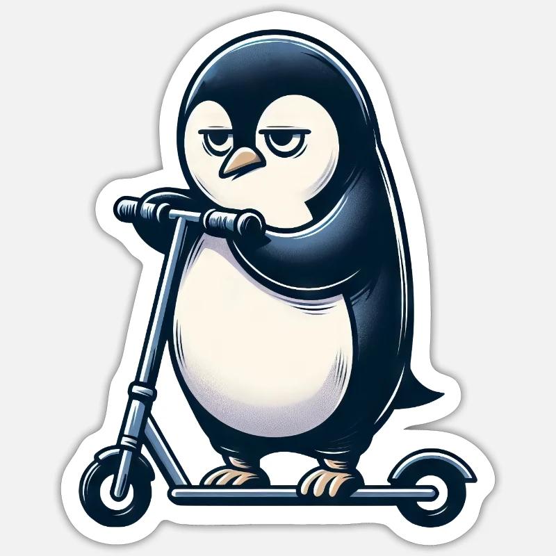 Grumpy Mops auf Kickroller lustig Hund Sticker Größe S (10 x 10 cm)