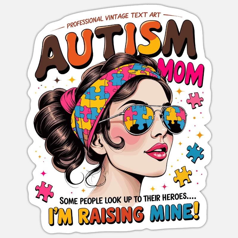 AUTISMUS-MUTTER - Sticker Größe S (10 x 10 cm) - Mattweiß