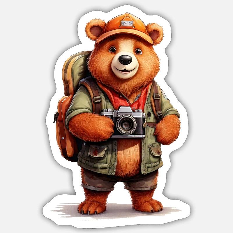 A bear while traveling Sticker size S (10 x 10 cm)
