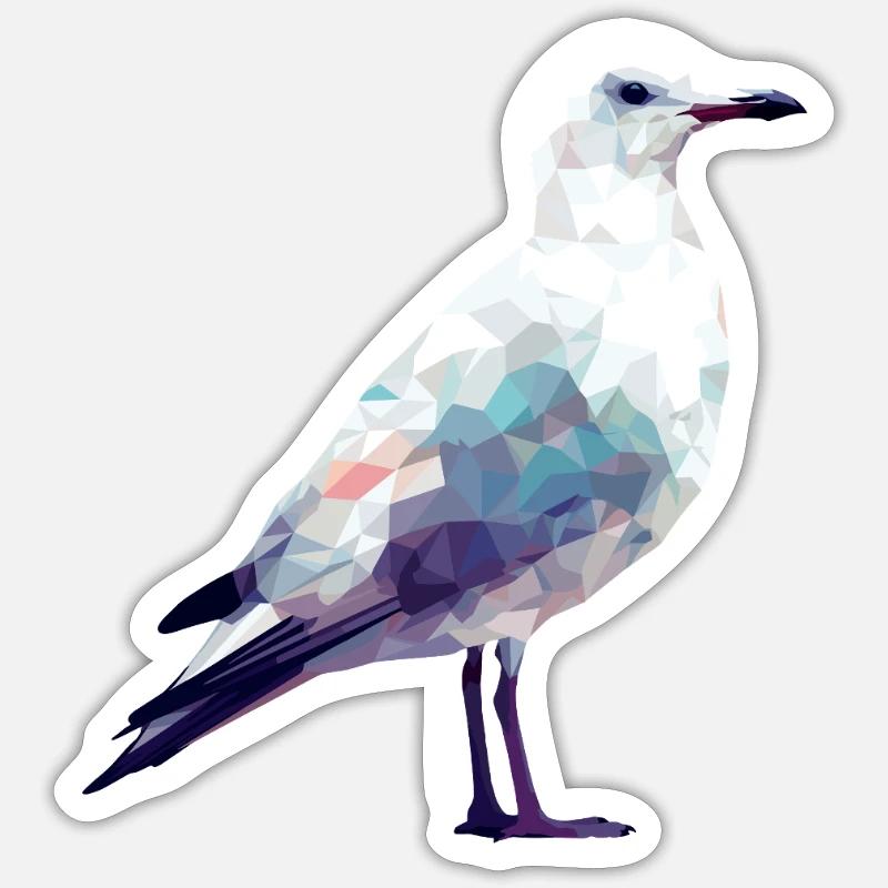 Polygone Seagull - Maritime - Sticker taille S (10 x 10 cm) - blanc mat