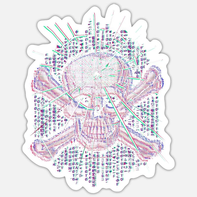 Fatal Error (Skull) - Sticker Größe S (10 x 10 cm) - Mattweiß