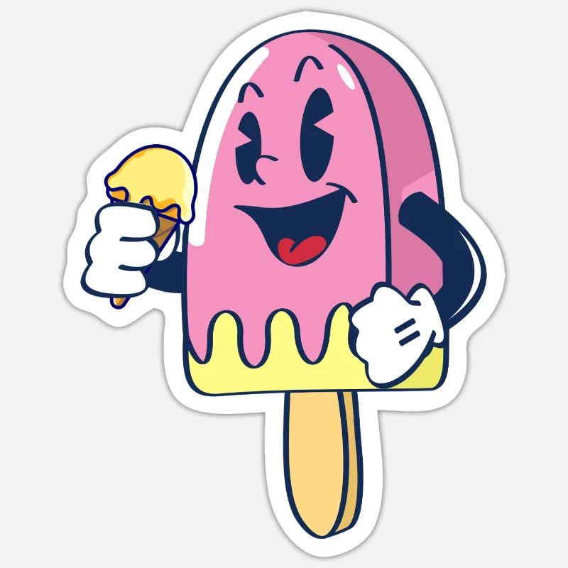 Fröhlicher Kindereis Charakter Eiscreme Eis Sticker size S (10 x 10 cm)