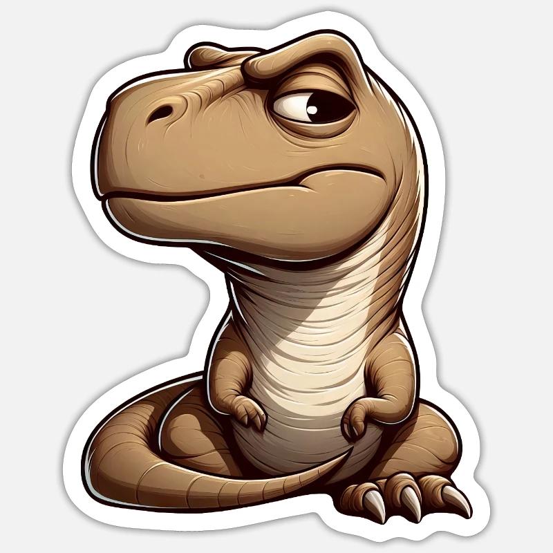 Skeptical curious T-Rex dinosaur - Sticker size S (10 x 10 cm) - white matte