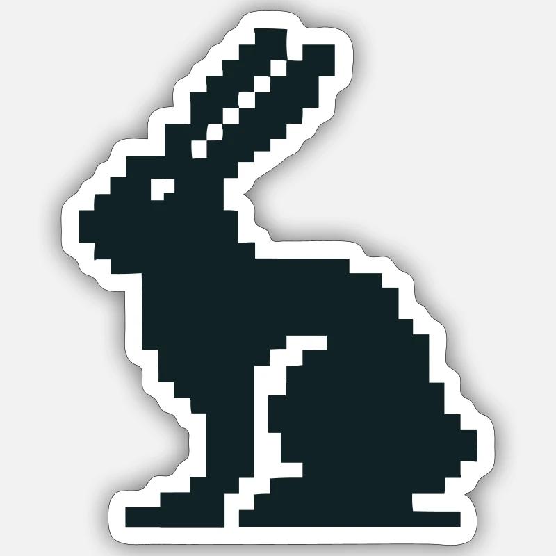 Lapin Pixel - Sticker taille S (10 x 10 cm) - blanc mat