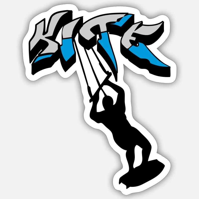 Kiteboarding, Kitesurfer, Kiteboard, kitesurfen - Sticker Größe S (10 x 10 cm) - Mattweiß