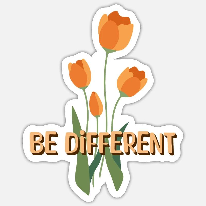 Be Different Tulips & Positive Affirmations - Sticker size S (10 x 10 cm) - white matte