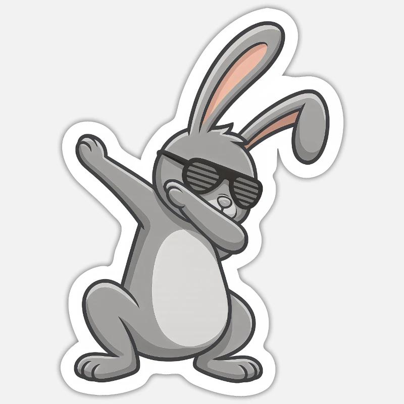 Osterhase Dab Ostern - Sticker Größe S (10 x 10 cm) - Mattweiß