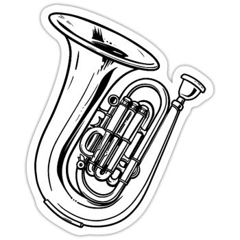 Tuba Skizze - Sticker Größe S (10 x 10 cm) - Mattweiß - Vorne