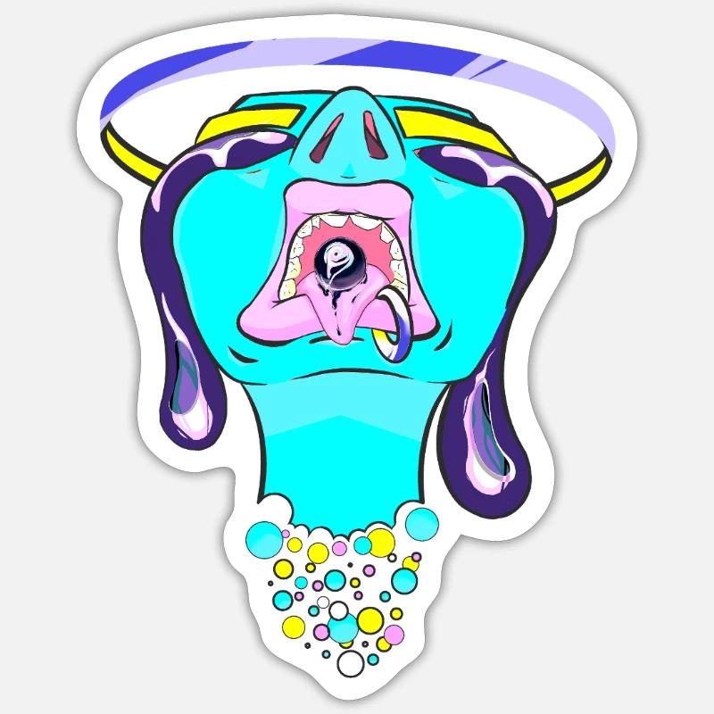 Œil qui coule - Sticker taille S (10 x 10 cm) - blanc mat