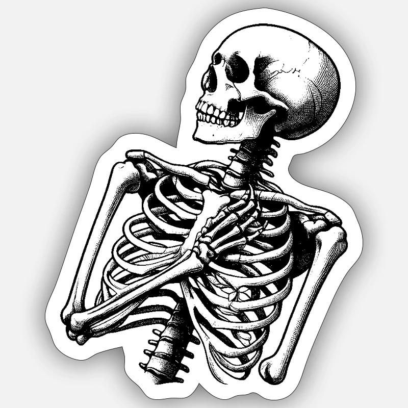 Surprised skeleton - Sticker size S (10 x 10 cm) - white matte