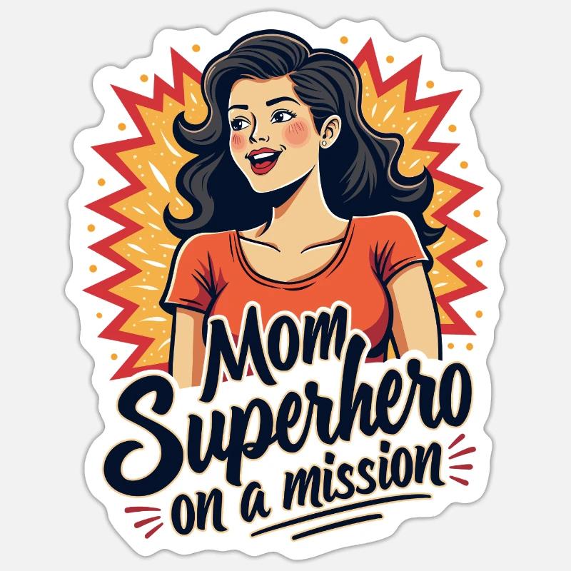 Mutter, Superheldin auf einer Mission ! - Sticker Größe S (10 x 10 cm) - Mattweiß