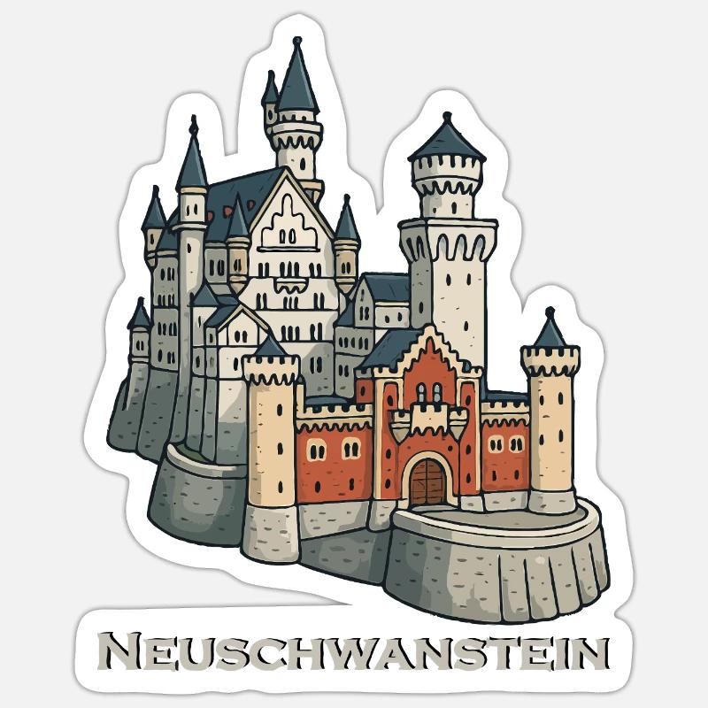 Neuschwanstein - Sticker Größe S (10 x 10 cm) - Mattweiß
