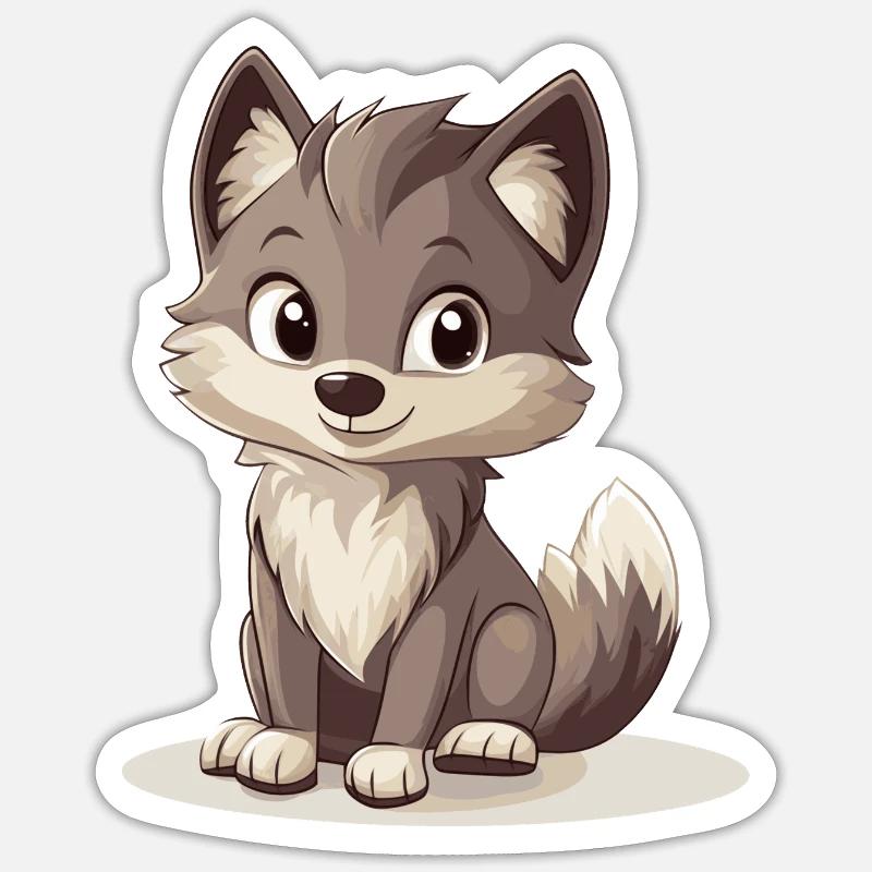 kleiner Wolf - Sticker Größe S (10 x 10 cm) - Mattweiß