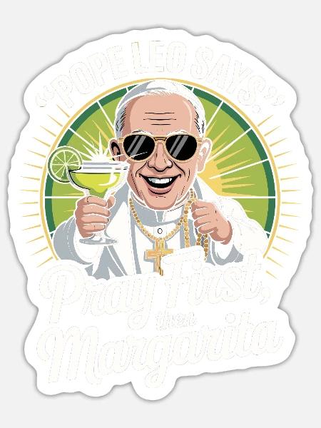 Papst und Margarita - Sticker Größe S (10 x 10 cm) - Mattweiß