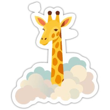 Gentle giraffe above the clouds – Dreamlike motif - Sticker size S (10 x 10 cm) - white matte - Front
