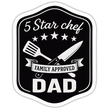 5 Star Chef Dad - Family Chef Design - Sticker size S (10 x 10 cm) - white matte - Front