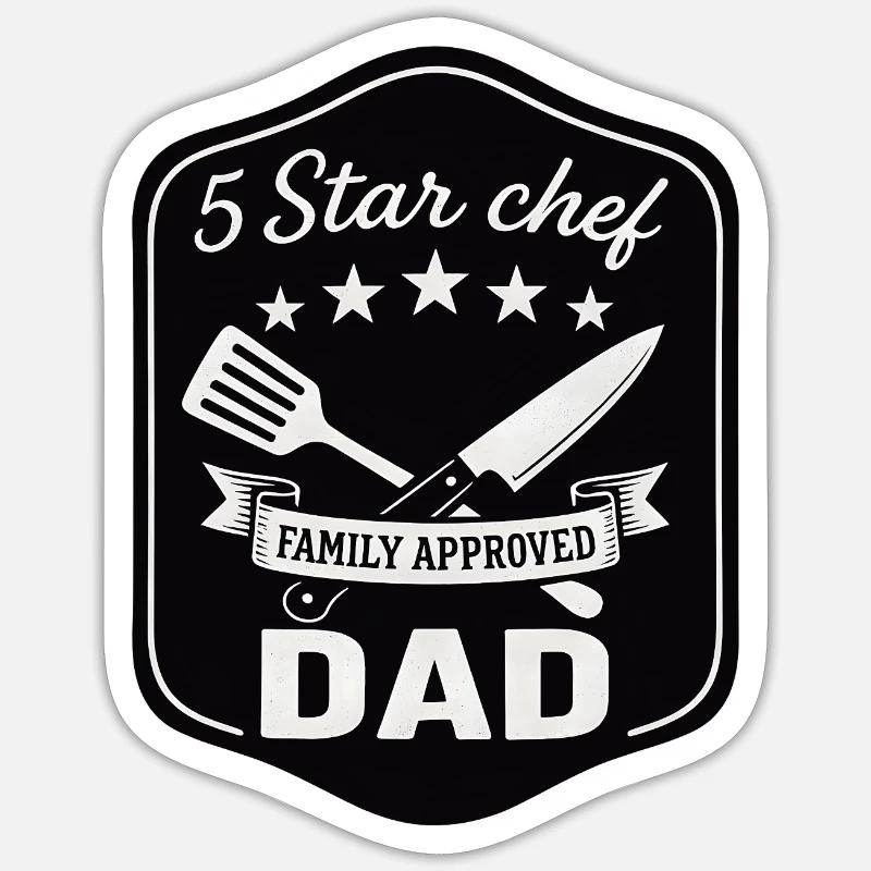 5 Star Chef Dad - Family Chef Design Sticker size S (10 x 10 cm)